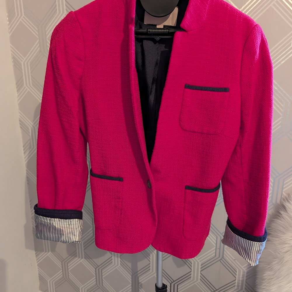 Banana Republic Fuchsia Blazer with Navy Trim